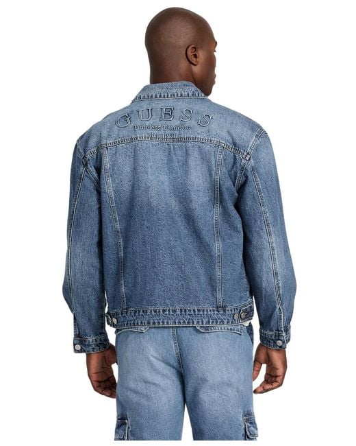 Guess Blue Relaxed Trucker Jacket for men