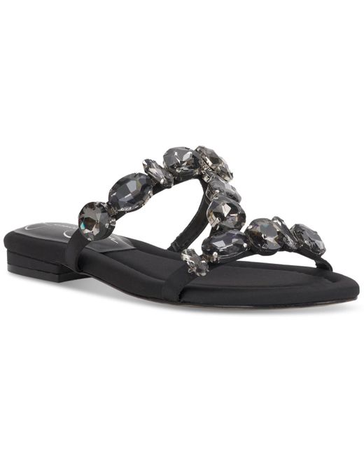 Jessica Simpson Black Avimma Embellished Flat Sandals