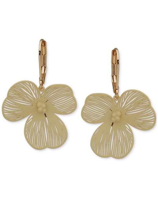 Lonna & Lilly Natural Gold-tone Open Flower Drop Earrings