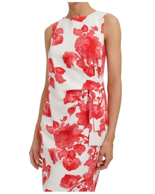 Tommy Hilfiger Red Sleeveless Floral Sheath Dress