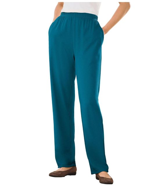 Woman Within Blue Within Tall 7-day Knit Straight Leg Pant
