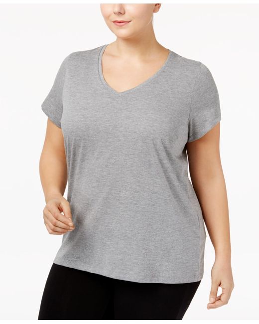 Hue Gray Plus Size Sleepwell Solid S/s V-neck T-shirt