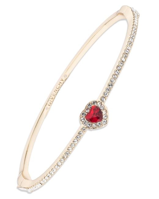 Givenchy Multicolor Glass Stone Gold-tone Or Silver-tone Heart Bangle Bracelet