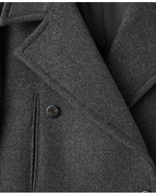 Mango Black Double-breasted Wool Coat