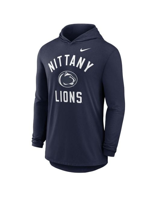 Nike Blue Penn State Nittany Lions Classic Arch Tri-blend Performance Long Sleeve Hoodie T-shirt for men