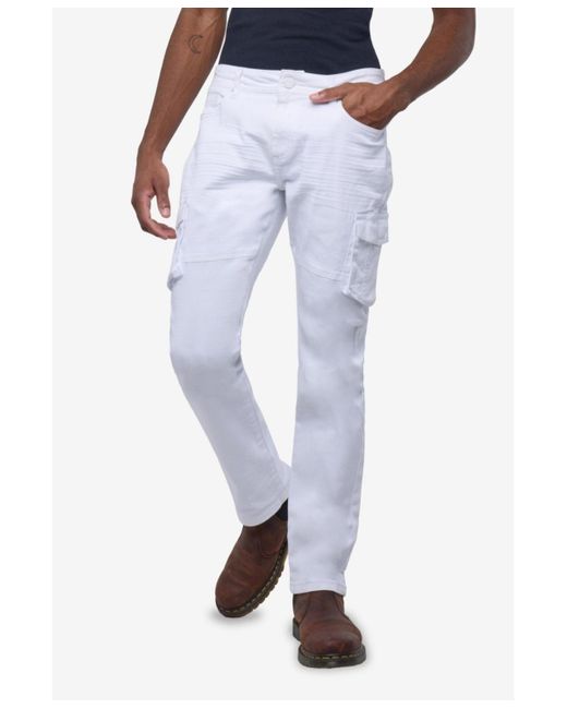 Xray Jeans Blue Slim Fit Stretch Cargo Jeans for men