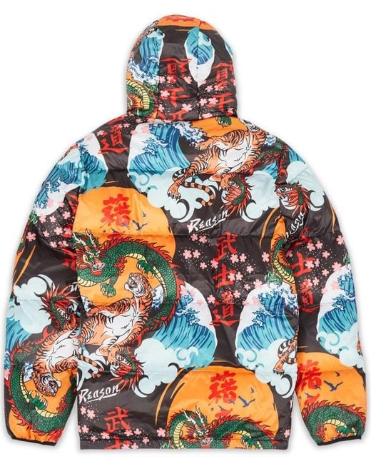 Reason Red Dragon Puffer Jacket for men
