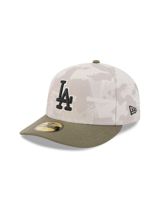 KTZ Multicolor Light Beige/olive Los Angeles Dodgers 2025 Armed Forces Day 59fifty Fitted Hat for men
