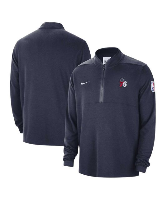 Nike Blue Philadelphia 76ers Authentic Performance Half-zip Jacket for men