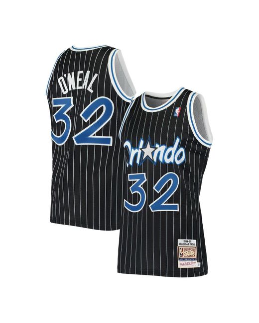 Mitchell & Ness Blue Shaquille O'neal Black Orlando Magic 1994 Hardwood Classics Authentic Jersey for men