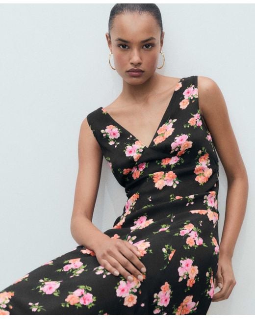 Mango White Floral Midi Dress