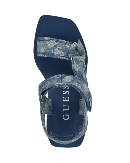 Guess Blue Daysa Quattro-g Strappy Eva Wedge Sandals