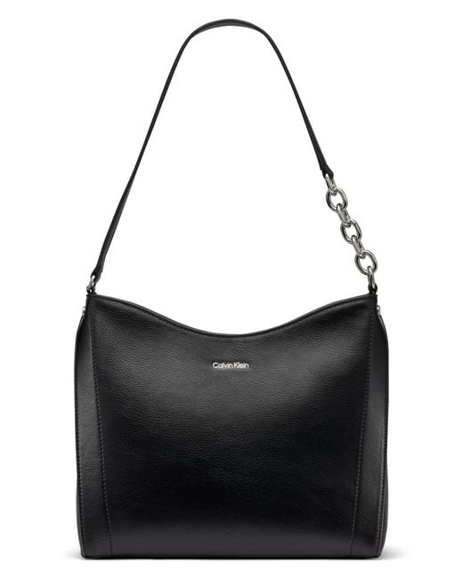 Calvin Klein Black Nova Top Zipper Chain Shoulder Bag