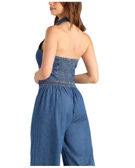 Bcx Blue Sleeveless Button-front Vest