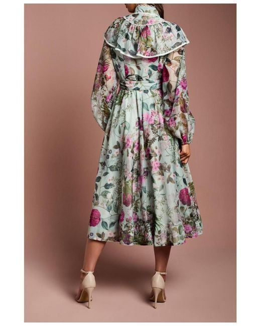 Coast White Long Sleeve Printed Organza Shirt Dress