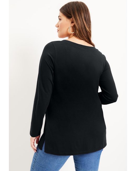 June + Vie Black June + Vie June + Vie Long-sleeve V-neck One + Only Tunic