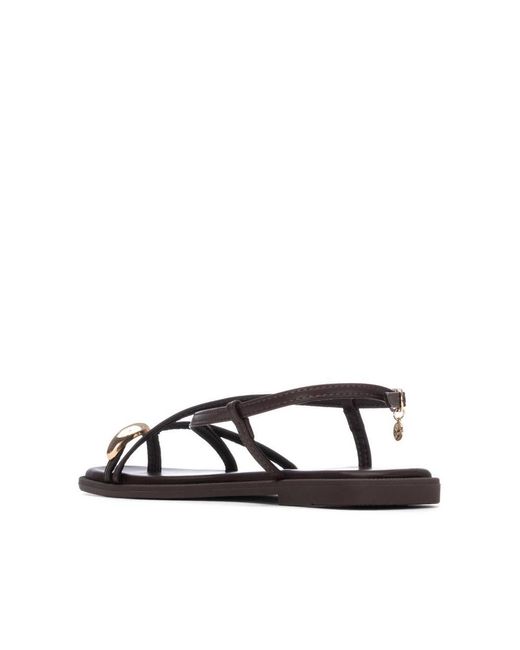 Xti Brown Flat Strappy Sandals