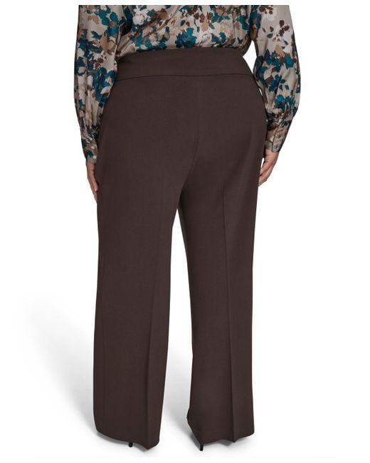Calvin Klein Black Plus Size Mid-rise Wide-leg Pants