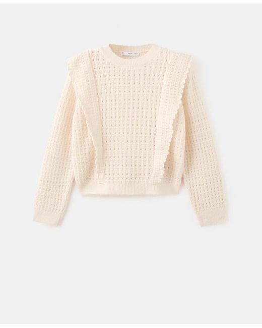 Mango Blue Ruffles Openwork Knitted Sweater