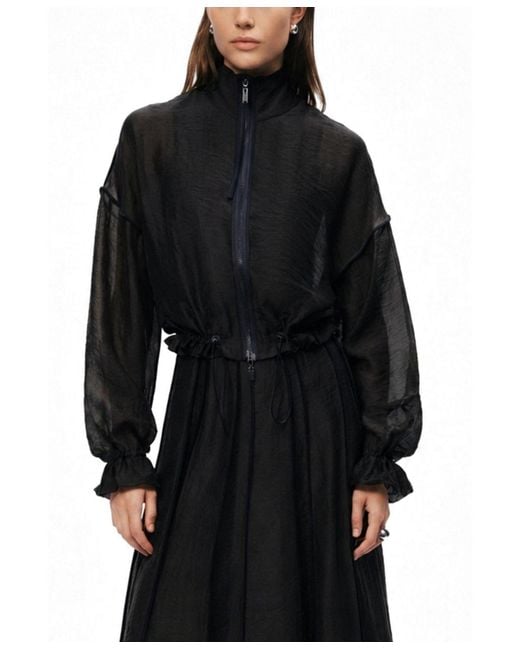 Nocturne Black Sheer Zip-front Jacket