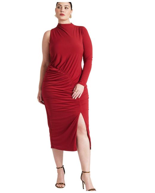 Eloquii Red Plus Size One Shoulder Dress With Slit