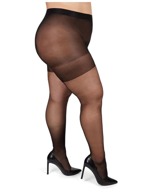 Memoi Brown Plus Size Back Seam/cuban Heel Curvy Control Top Pantyhose Mm-2618