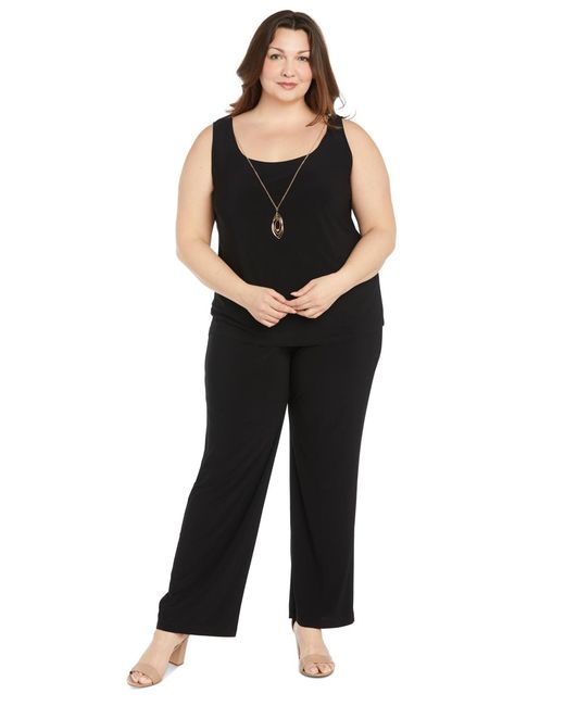 R & M Richards Black Plus Size Embroidered Duster Jacket