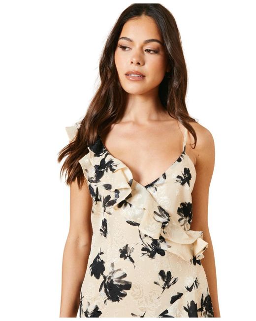 Oasis Metallic Asymmetric Tiered Midi Dress