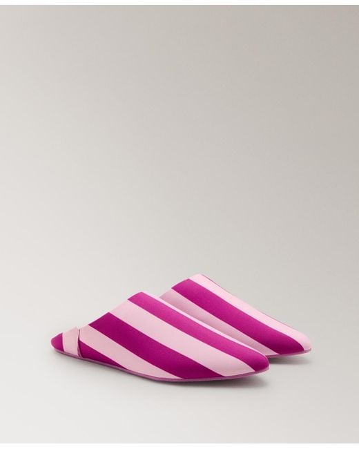 Mango Pink Stitching Detail Striped Clogs
