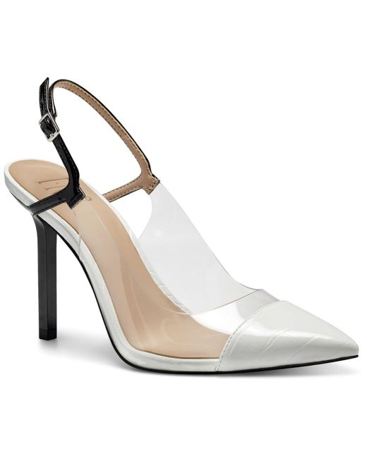 INC International Concepts White Keelie Slingback Clear Vinyl Pumps, Created For Macy's
