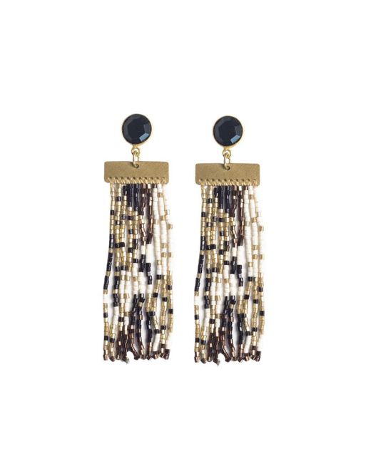 INK+ALLOY Ink+alloy Lilah Semi-precious Stone Post With Organic Shapes Beaded Fringe Earrings /white