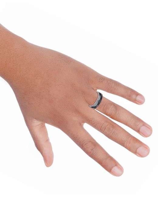 Triton Gray Two-tone Textured Insert Wedding Band for men