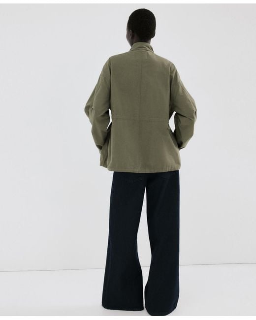 Mango Green Pockets Cotton Jacket
