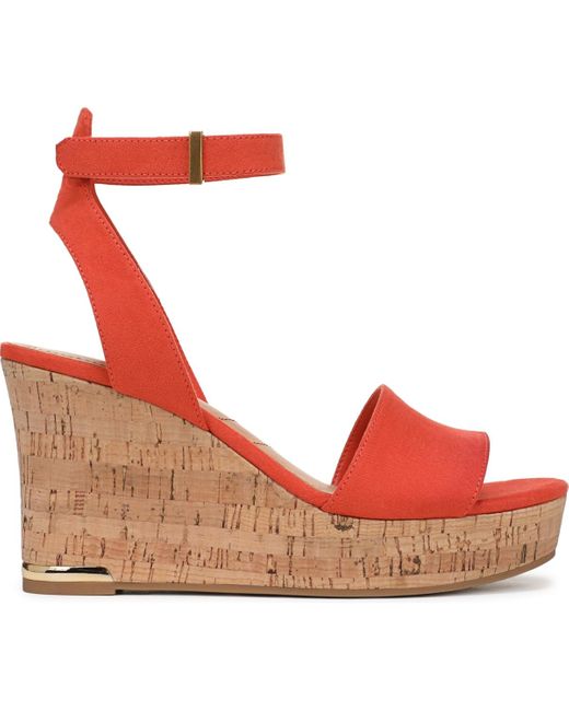 Franco Sarto Red Celeste 2 Open Toe Strappy Wedge Sandals