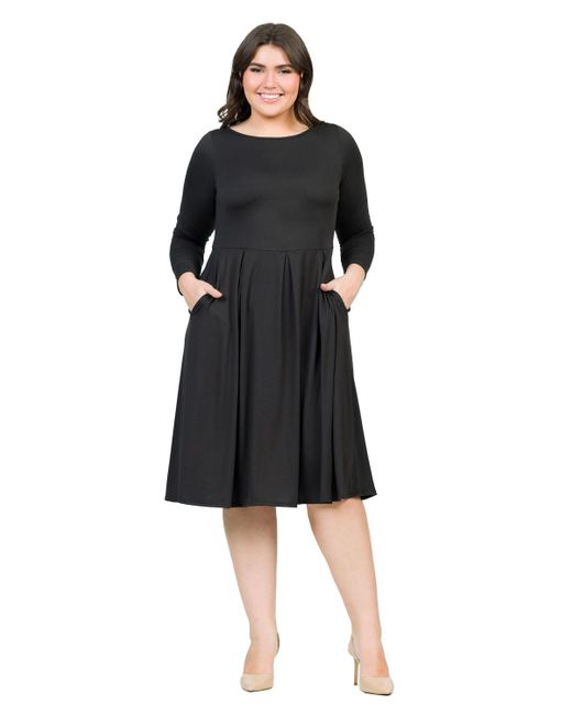 green emerald velvet dress Smak Parlour Women's Plus Mock Turtleneck Fit & Flare Dress Black 4X/22-24 main image 0