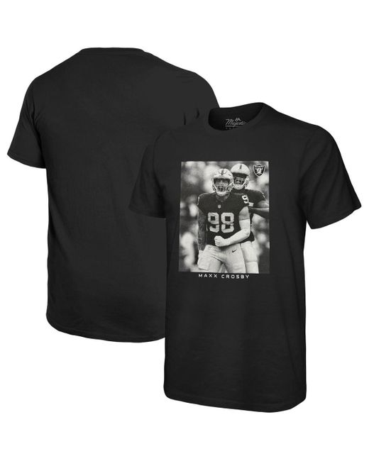 Majestic Black Threads Maxx Crosby Las Vegas Raiders Oversized Player Image T-shirt for men