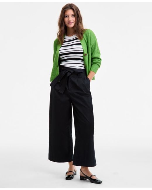 On 34th Green High-rise Belted Cropped Wide-leg Pants