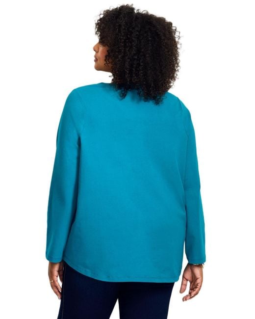 Avenue Blue Square Neck Pleated Tunic