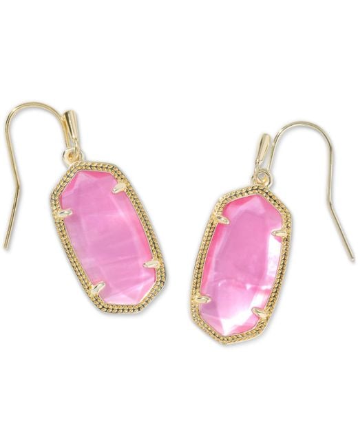 Kendra Scott Pink Dani 14k Gold Over Brass Drop Earrings
