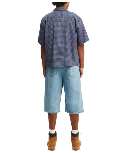 Cotton On Blue Super baggy Jean Shorts for men