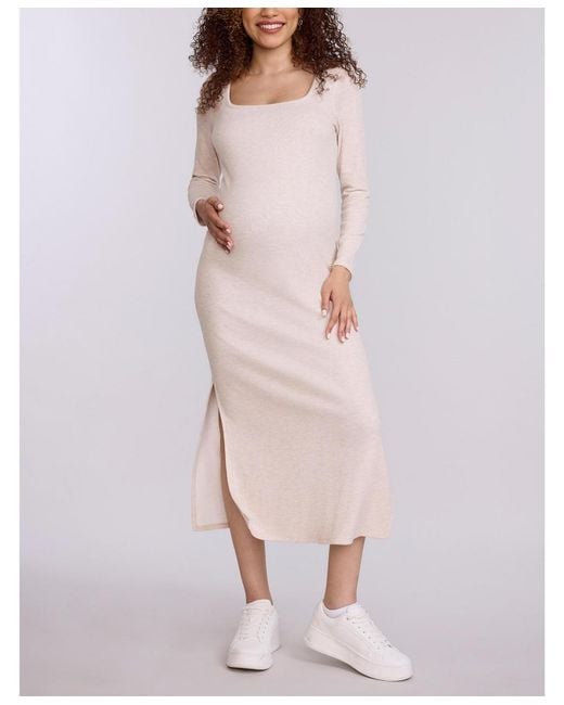 Maternity Maxi Dress Maternity Dresses Macy's Motherhood Motherhood Maternity Maternity Square Neck Rib Knit Long Sleeve Bodycon Maxi Dress Lyst