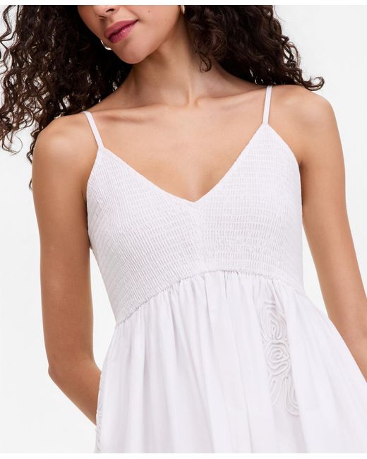 inc embroidered dress Akris punto Women's Embroidered Tulle Crewneck Midi-Dress - Lemon Zing Sky Blue
