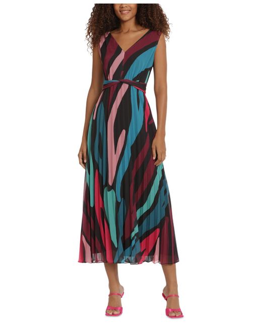 Donna Morgan Multicolor Printed Pleated Maxi Dress