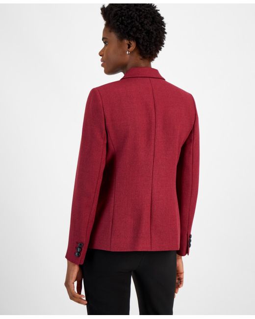 Tahari Single button Notched lapel Blazer in Red Lyst