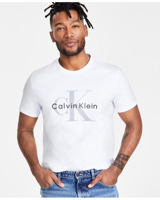 Calvin Klein White Short Sleeve Crewneck Logo Graphic T-shirt for men