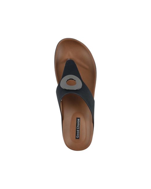 Gc Shoes Black Seli Thong Wedge Sandals