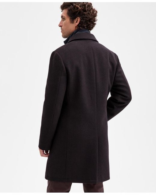 Ted By Ted Baker Black Classic-fit Houndstooth Check Overcoat for men