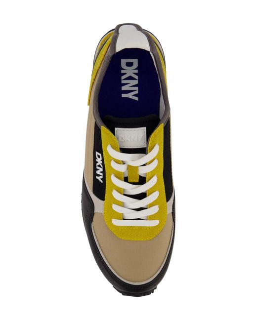 DKNY Yellow Mixed Media Runner Sneakers for men