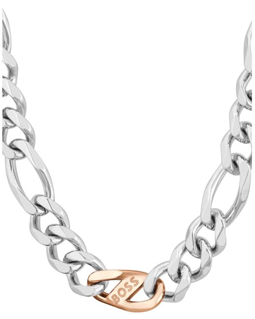 BOSS - Yellow-gold-effect curb-chain necklace with integrated logo