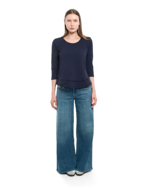 Wilt Blue Sleeve Mock Layer Tee